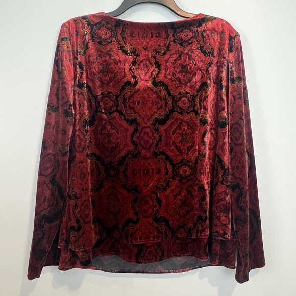 Velvet Draped Cowl Neck Blouse Size 14 Melissa Harper Tiered Goth Vamp Witchy - Picture 9 of 13